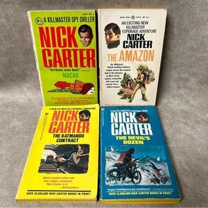 Nick Carter Set of 4 Paperpacks action adventure spy novels 1960's 70’s